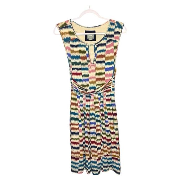 Maeve Anthropologie Rainbow Stripe Twist Keyhole Midi Dress XS - Picture 4 of 7